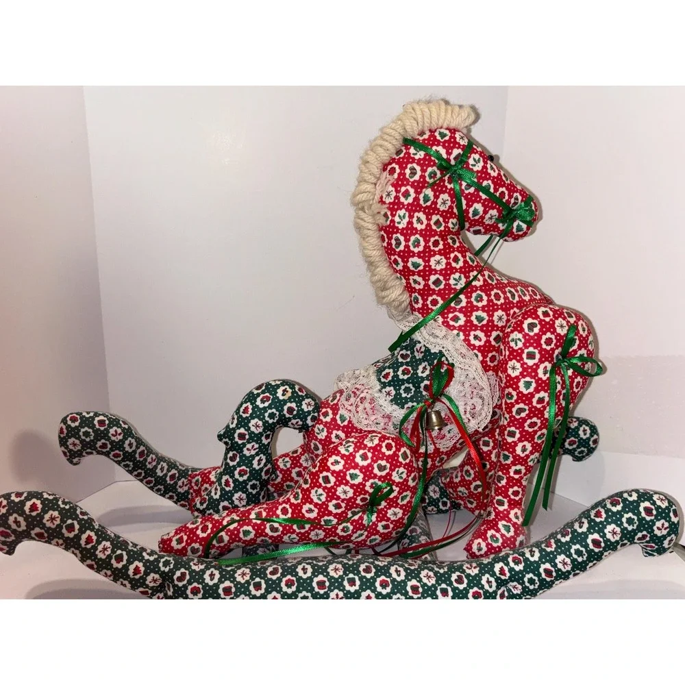 Vintage Quilted Christmas Rocking Horse 12